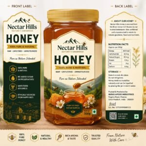 Nectar Hills 100% Pure & Natural Raw Honey | Unfiltered & Unpasteurized | No Added Sugar | 500g
